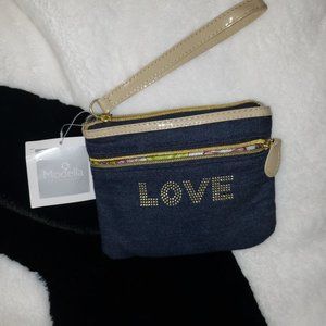 Denim Wristlet "Love"